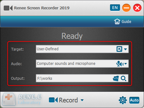 recording settings in renee video editor pro