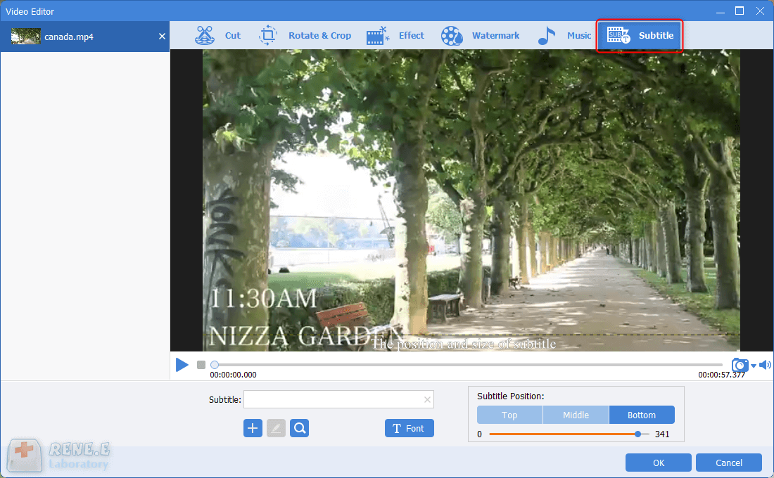 click to add subtitles to video in renee video editor pro