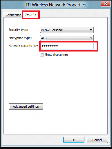 check the wifi password in wireless properties