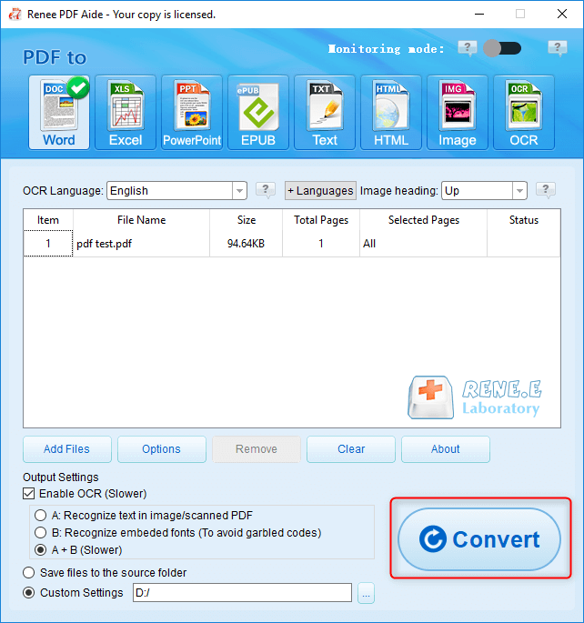 how to convert pdf with renee pdf converter