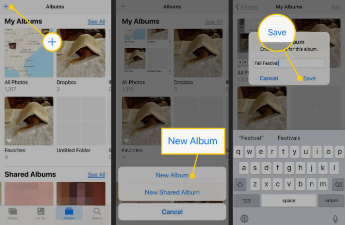 create new album in iphone