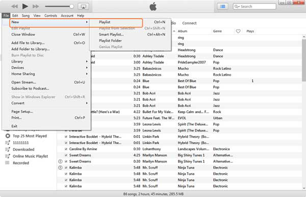 how to create playlist in itunes