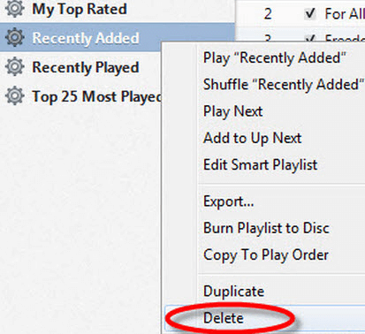how to delete the playlist in itunes
