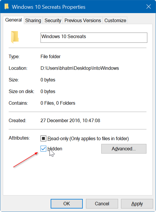 how to hide files in windows 10