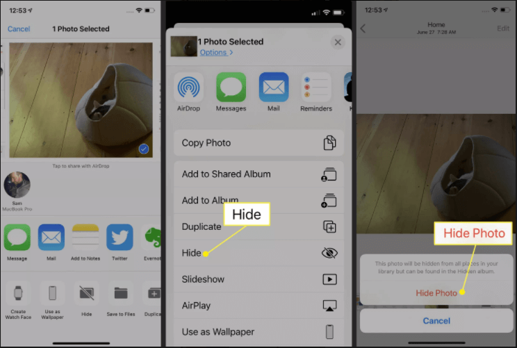 how to hide photos in iphone