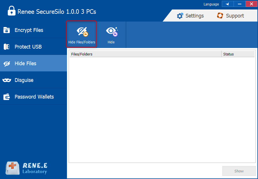 click to hide files with renee securesilo