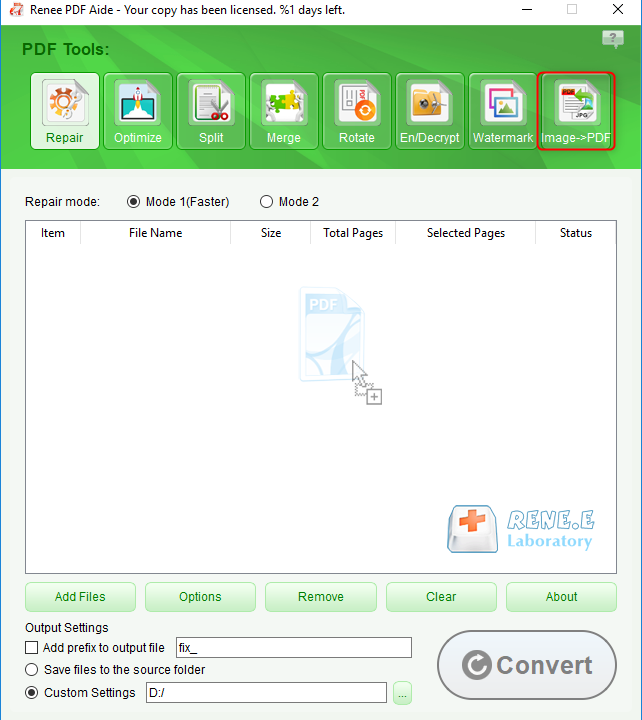 convert image to pdf with renee pdf aide