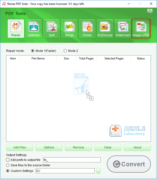 convert image to pdf with renee pdf aide