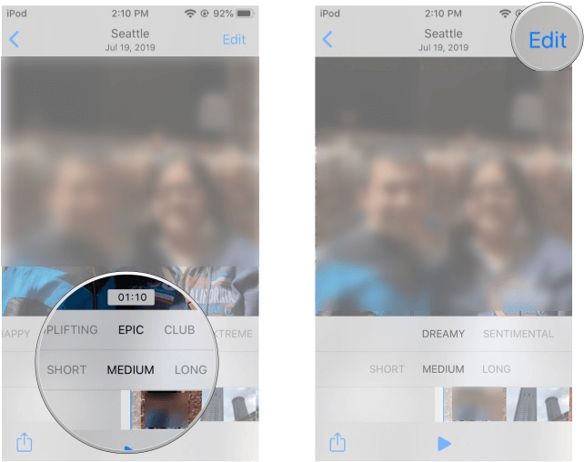 edit memories in iphone album