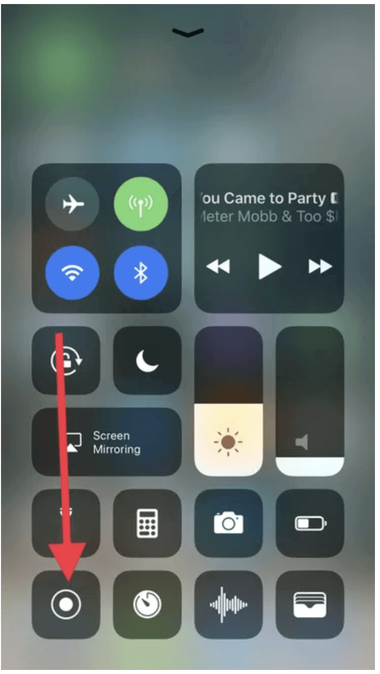 get into control center to record screen on iphone