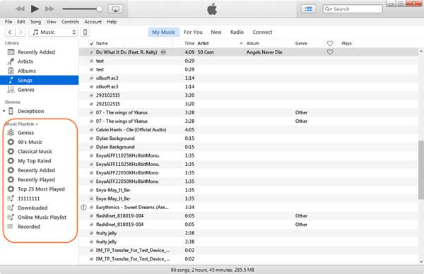 check songs in itunes playlist