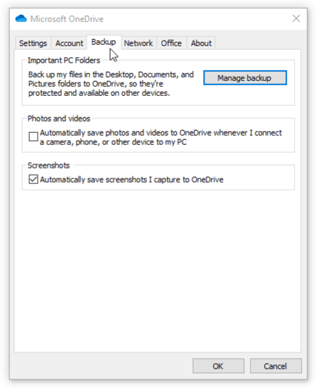 set to back up files and folders to onedrive when no windows 10 recovery disk