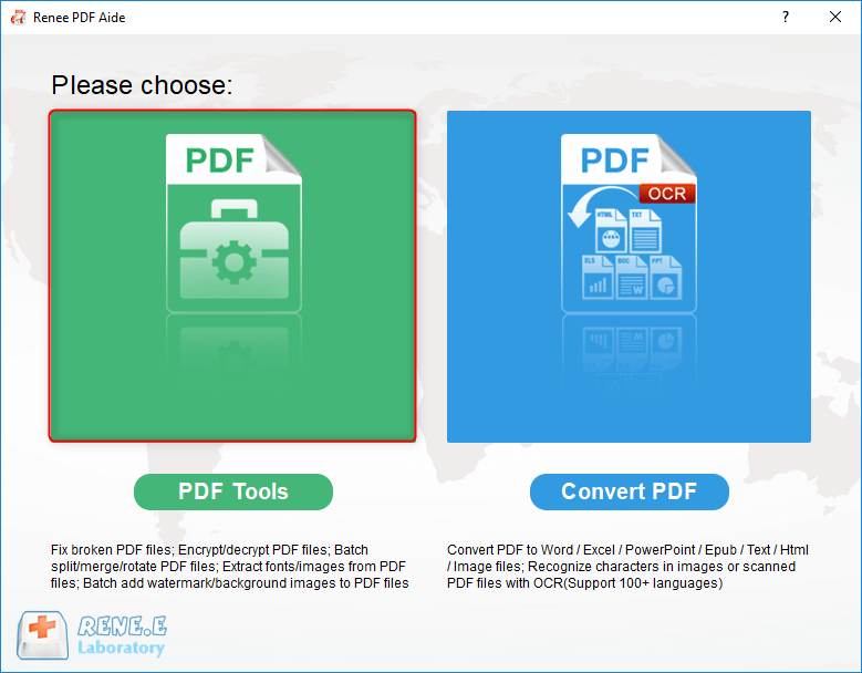 select pdf tools in renee pdf converter