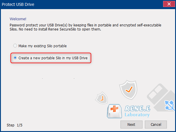 create a new portable silo in usb with renee securesilo