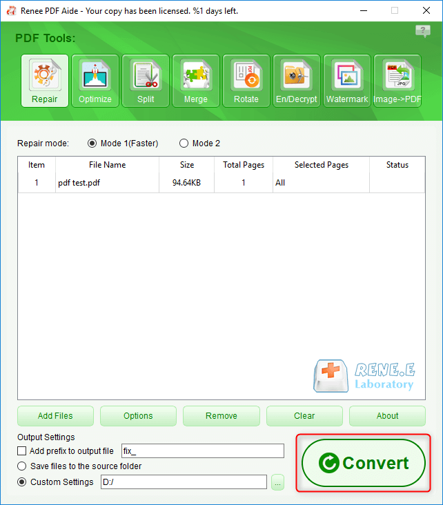 use renee pdf converter to repair convert pdf to libreoffice