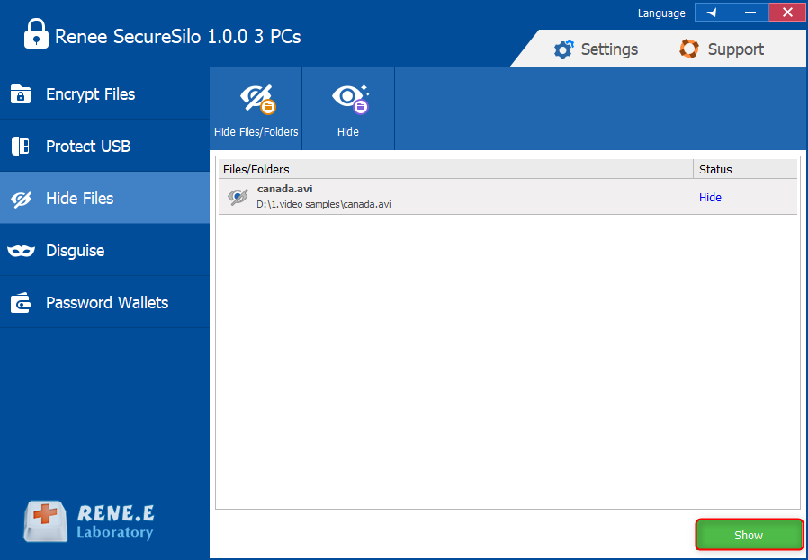 show the hidden files in renee securesilo