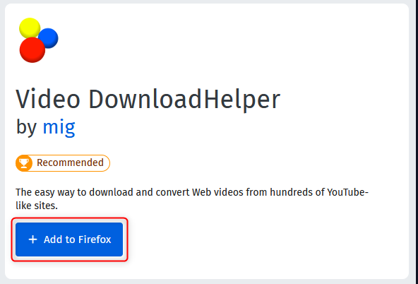 add video download helper in firefox