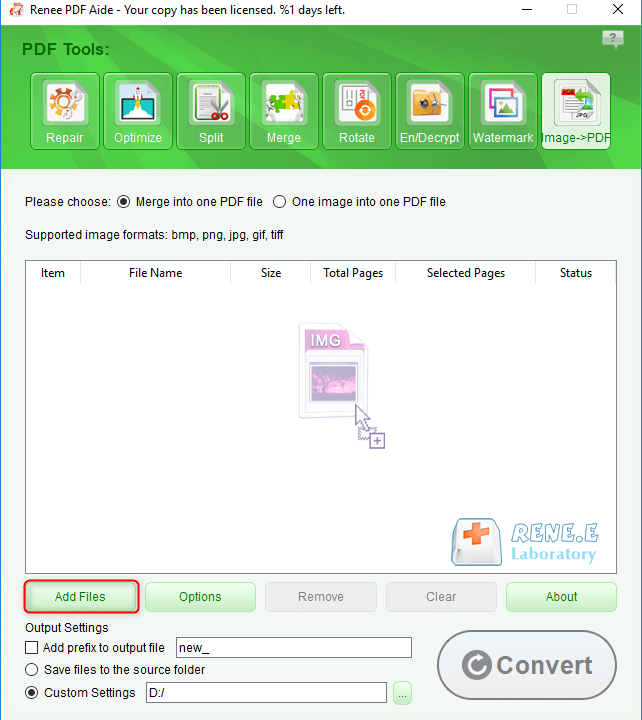 add image to pdf in renee pdf aide