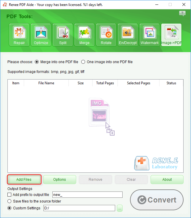 add image to pdf in renee pdf aide