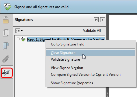 how to clear digital signature with adobe acrobat
