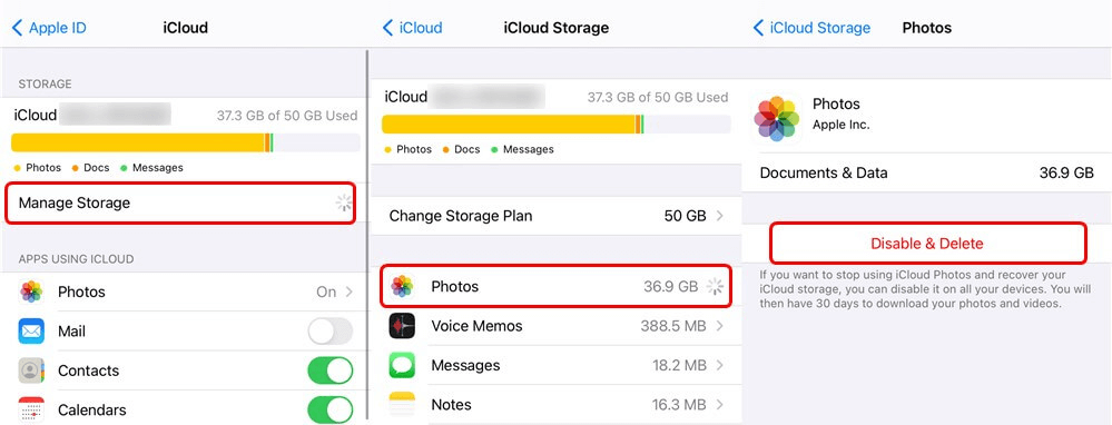 how to disable and delete icloud photos