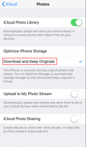 select to download and keep originals on iphone