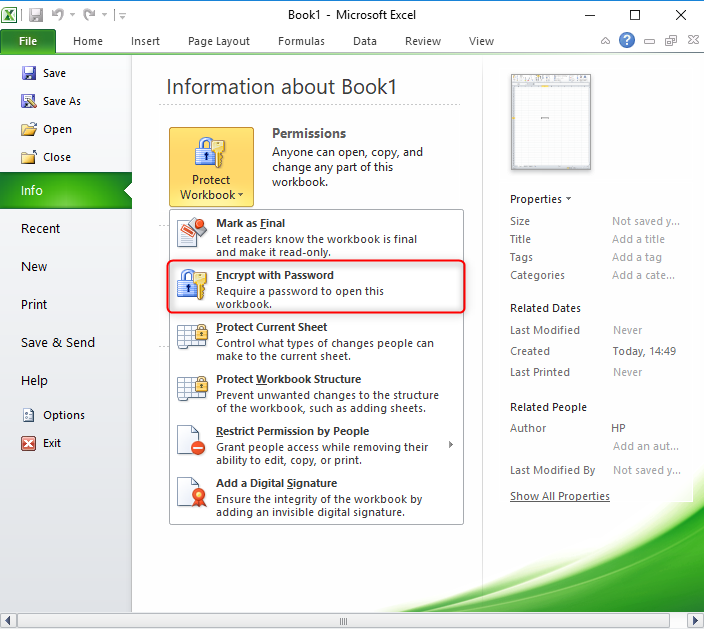 how to password protect excel