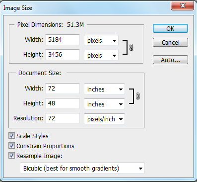 resize photo size with photoshop