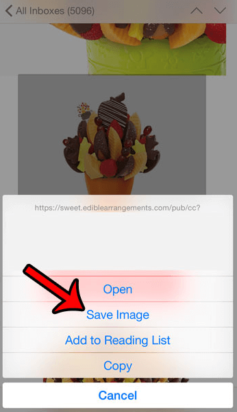 how to save photo in iphone mail inbox