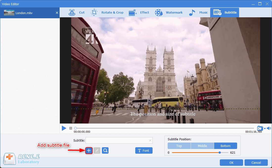 add subtitles to mkv video in renee video editor pro