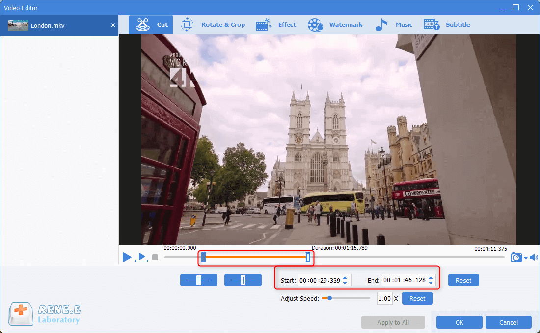 edit and cut mkv video in renee video editor pro