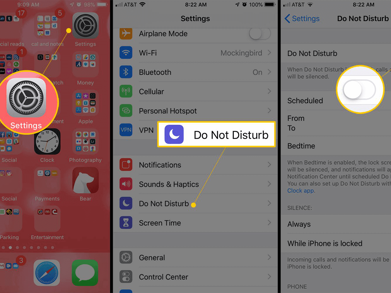 enable dnd mode on iphone