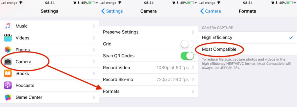 set to save iphone photos as jpg