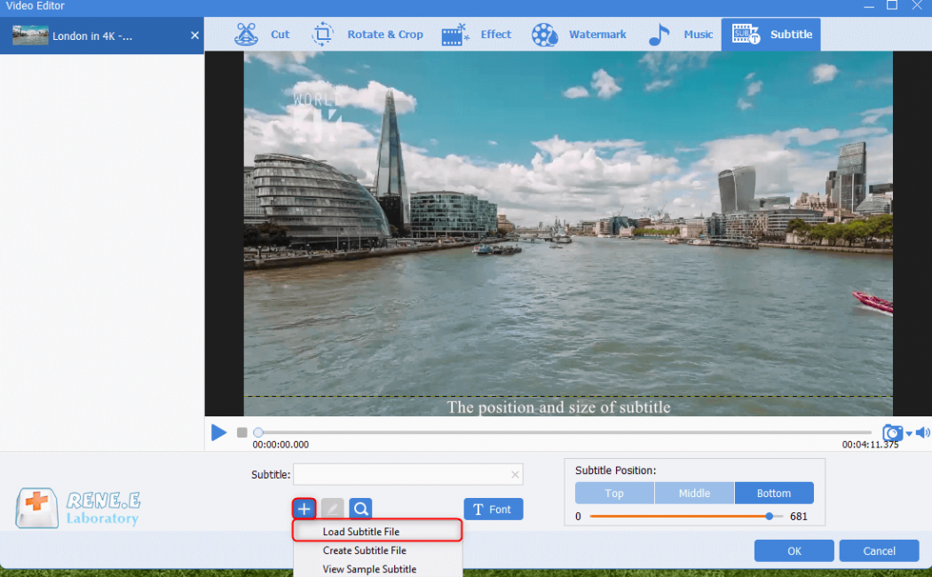 add srt subtitles to mkv videos in renee video editor pro