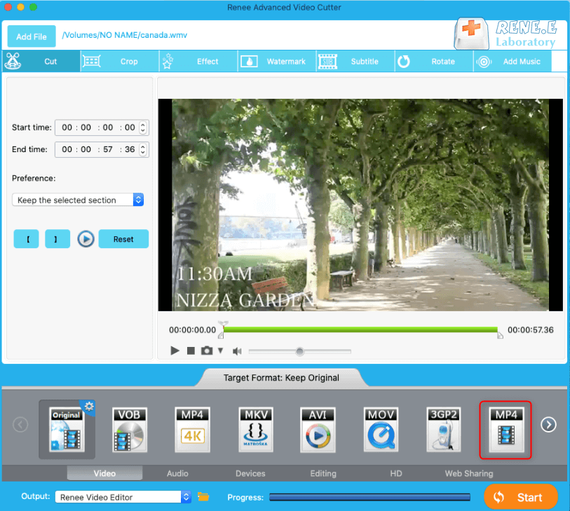 use renee video editor to convert wmv to mp4