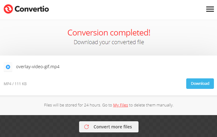 how to convert gif to mp4 on convertio