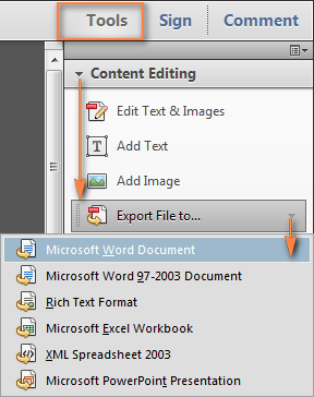 convert pdf to word with adobe acobat