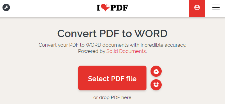 convert pdf to word with ilovepdf