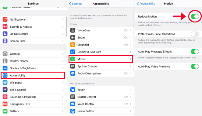 how to reduce motion on iphone