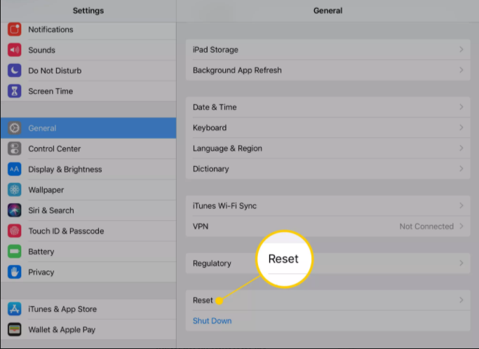 how to reset ipad settings