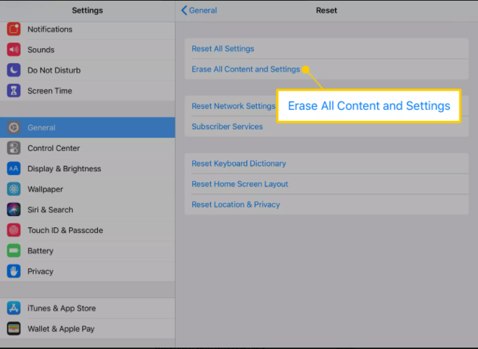 erase all contents and settings on ipad