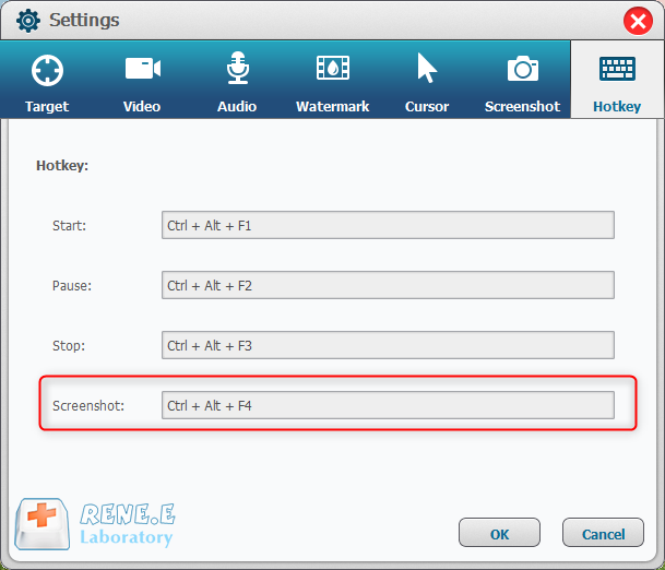 use hot key to make screenshot with renee video editor pro