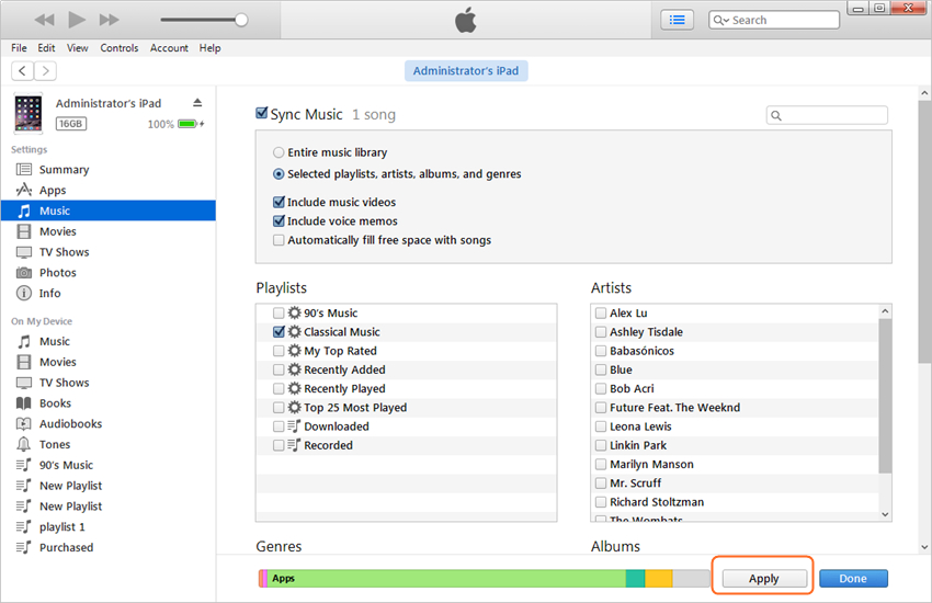 how to transfer music from itunes to ipapd
