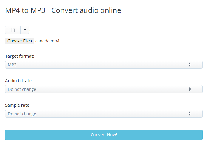 how to convert mp4 to mp3 on aconvert