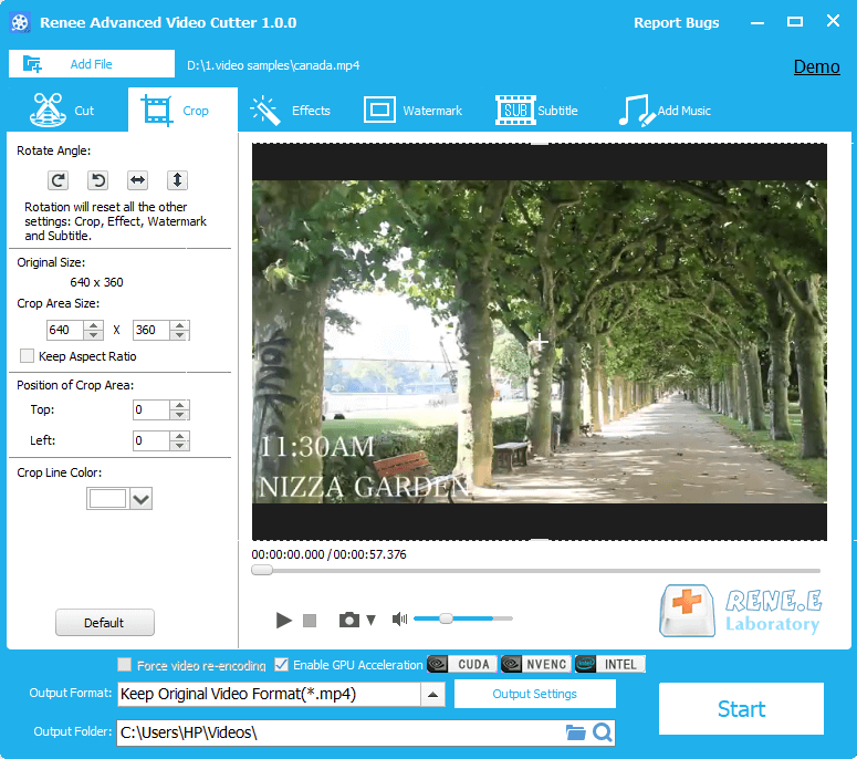 crop video screen with renee video editor