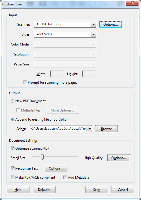 output multiple pdf files in custom scan