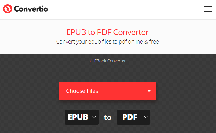 convert epub to pdf on convertio