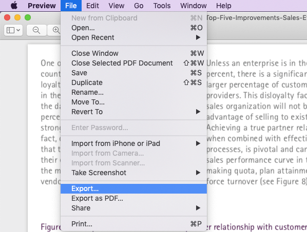 export the pdf file in mac preview