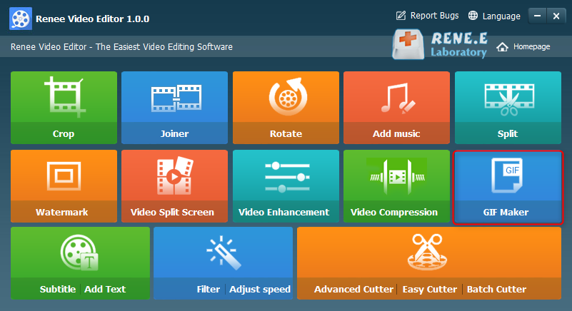 Homepage del software Renee Video Editor