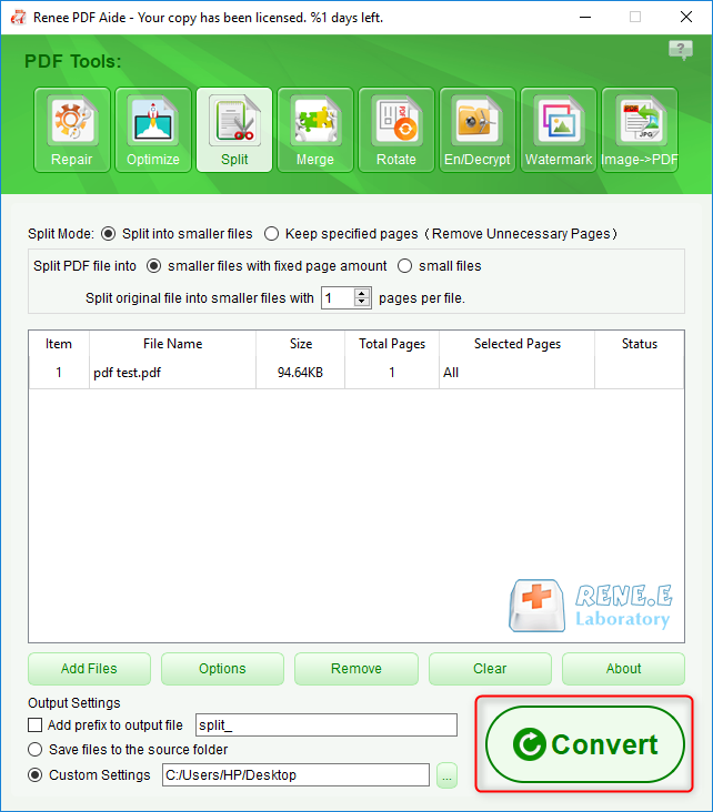 how to split pdf with renee pdf aide